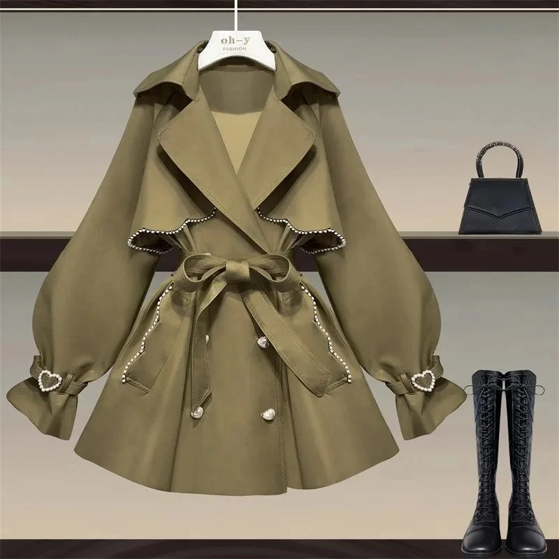 New Spring Autumn Elegant Womens Double Breasted Solid Trench Coat Vintage Turn-Down Collar Loose Trench With Belt M-4XL
New Spring Autumn Elegant Womens Double Breasted Solid Trench Coat Vintage Turn-Down Collar Loose Trench With Belt M-4XL
