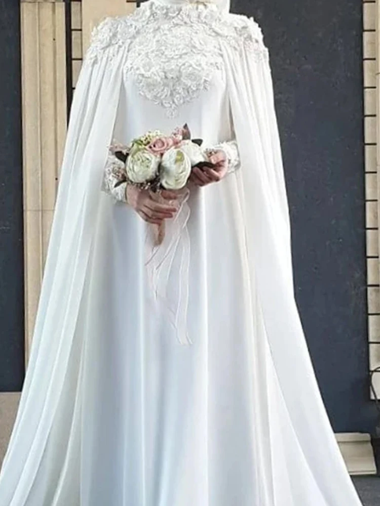 Wedding Dresses for Women Muslim High Neck Long Sleeves Floor-Length Sweep Train A-Line Appliques Formal Bride Gown 2023 New Hot
Wedding Dresses for Women Muslim High Neck Long Sleeves Floor-Length Sweep Train A-Line Appliques Formal Bride Gown 2023 New Hot