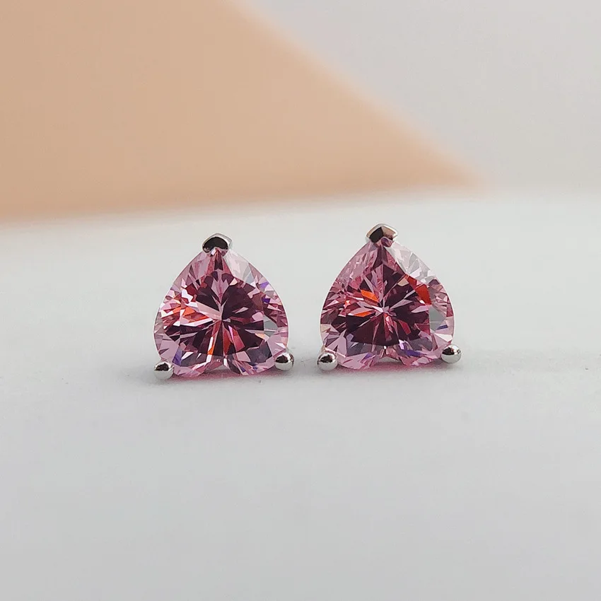 S925 Sterling Silver Stud Earrings Lab Diamond Pink White Color Heart 1ct 18K Gold Plated Women Fine Jewelry
S925 Sterling Silver Stud Earrings Lab Diamond Pink White Color Heart 1ct 18K Gold Plated Women Fine Jewelry