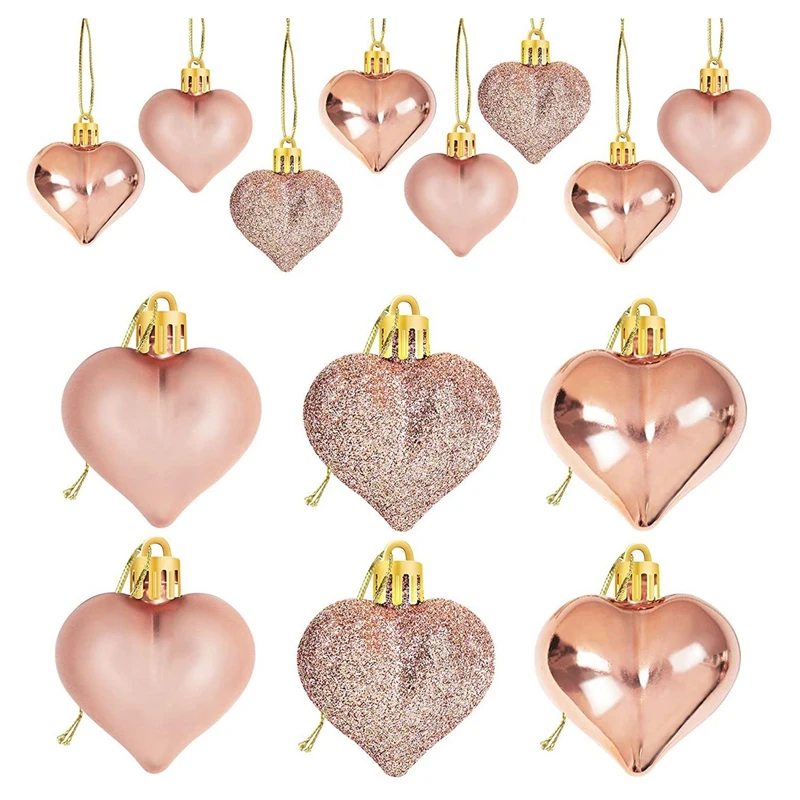 24Pcs Rose Gold Valentine's Day Heart Shaped Ornaments Heart Shaped Baubles Ornaments For Home Tree Hanging Decorations
24Pcs Rose Gold Valentine's Day Heart Shaped Ornaments Heart Shaped Baubles Ornaments For Home Tree Hanging Decorations