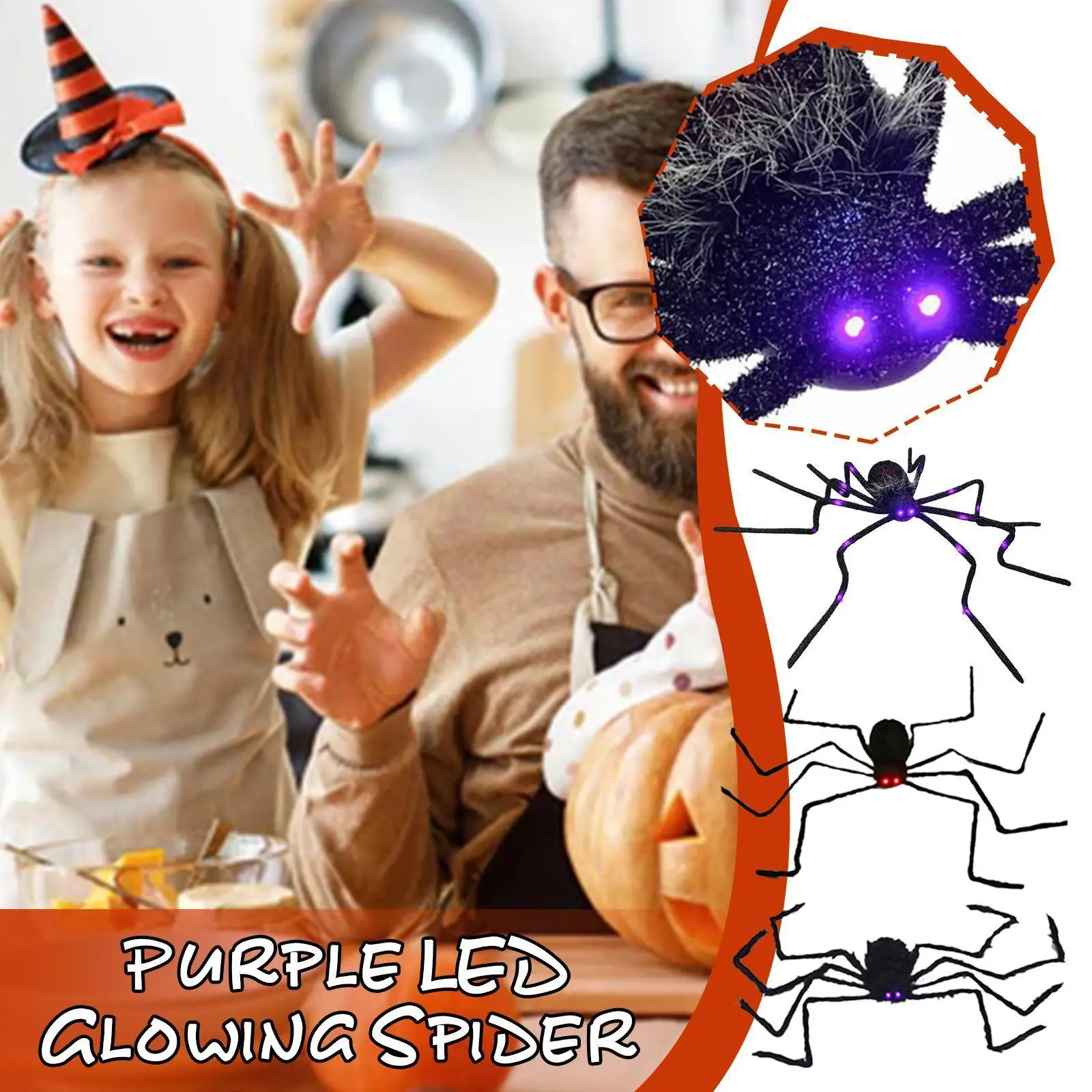 Black Scary Giant Spider With Huge Purple LED Spider Decoration Web Props Outdoor Decoration Haunted Indoor Halloween N8I8
Black Scary Giant Spider With Huge Purple LED Spider Decoration Web Props Outdoor Decoration Haunted Indoor Halloween N8I8