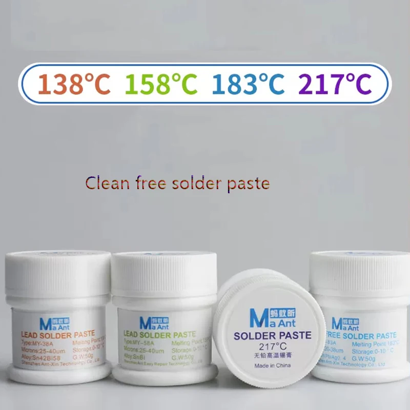 MaAnt Lead-free Solder Paste For CPU Motherboard Solder Contains Silver 138℃ 158℃ 183℃ 217℃ Lead Tin Paste Phone Repair Tool
MaAnt Lead-free Solder Paste For CPU Motherboard Solder Contains Silver 138℃ 158℃ 183℃ 217℃ Lead Tin Paste Phone Repair Tool