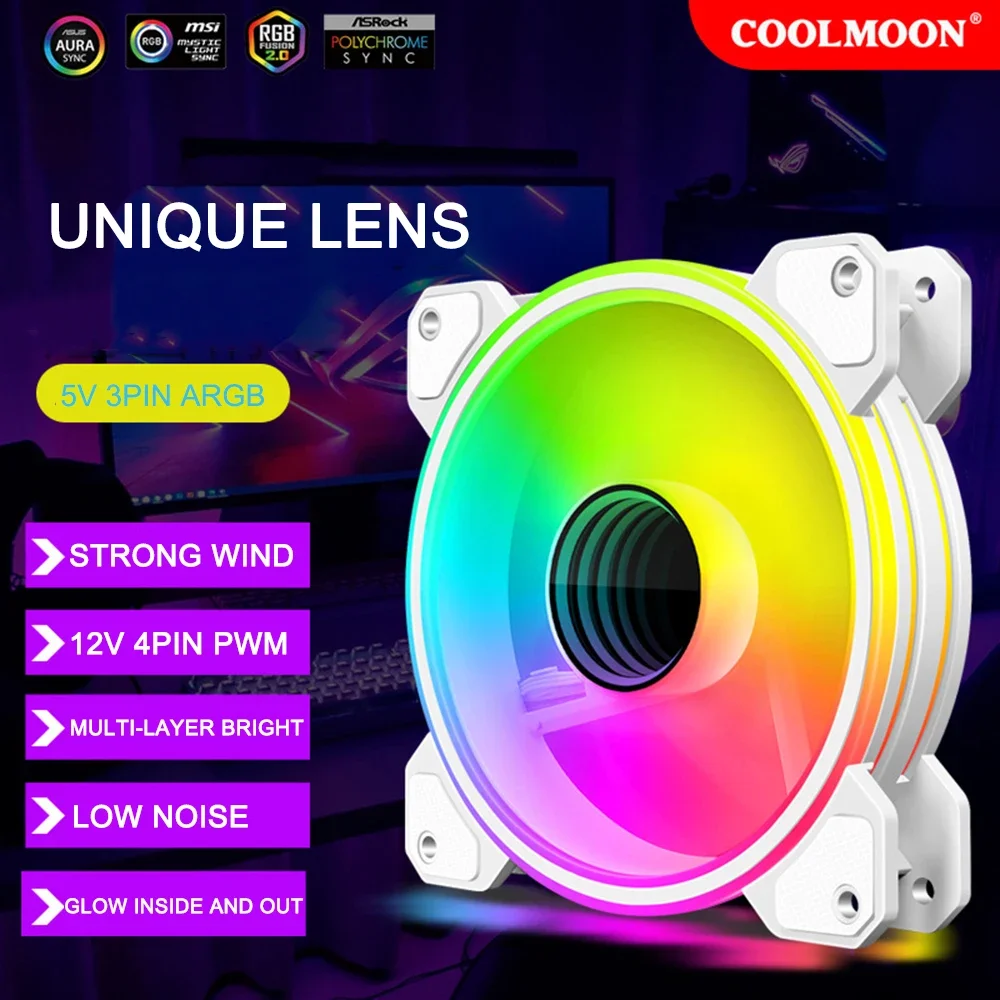 

Coolmoon XJ-120 White Mirror Case RGB Fans 5V 3Pin ARGB Computer Cooling 12V 4Pin PWM Ventilador Heat Sink for PC Accessories