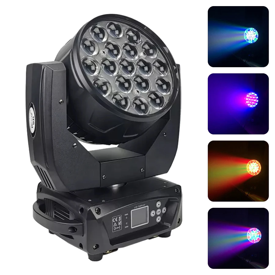 

LED Beam+Wash 19x15W RGBW Zoom Lighting For Professional Stage Performances Bars Parties Nightclubs DJ&Disco