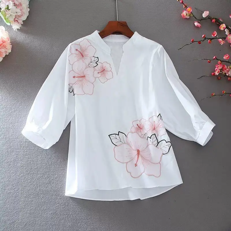 Flower Embroidery Blouse Women White Shirt V Neck Short Sleeve T Shirts Casual Harajuku Aesthetic Clothes Vintage Ladies Tops
Flower Embroidery Blouse Women White Shirt V Neck Short Sleeve T Shirts Casual Harajuku Aesthetic Clothes Vintage Ladies Tops