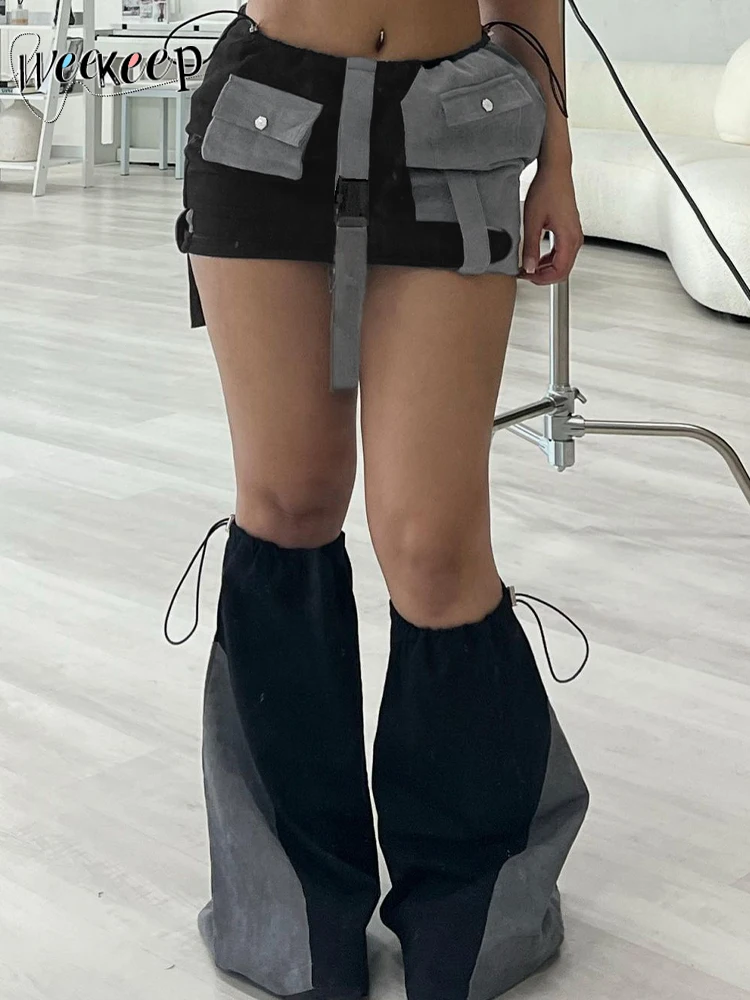 Weekeep Punk Style y2k Mini Skirt with Leg Covers Socks Gothic Pockets Patchwork Drawstring Low Rise Cargo Skirts for Women Chic
Weekeep Punk Style y2k Mini Skirt with Leg Covers Socks Gothic Pockets Patchwork Drawstring Low Rise Cargo Skirts for Women Chic