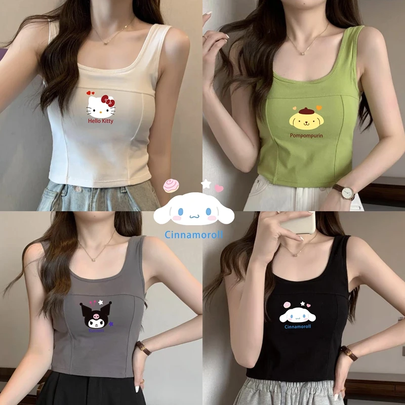 Майка с аниме Hello Kitty Kuromi, милая мультяшная кофта с широким ремешком, с подушкой для груди, приталенный силуэт, нижнее белье для женщин
Майка с аниме Hello Kitty Kuromi, милая мультяшная кофта с широким ремешком, с подушкой для груди, приталенный силуэт, нижнее белье для женщин