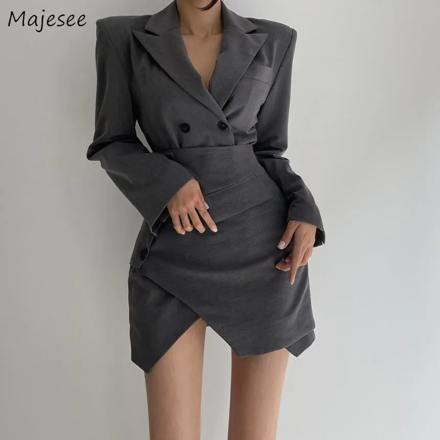 Autumn Sets Women Korean Style Elegant Vintage Fashion Double Breasted Blazers Irregular Mini A-line Skirts Mature Ladies Simple
Autumn Sets Women Korean Style Elegant Vintage Fashion Double Breasted Blazers Irregular Mini A-line Skirts Mature Ladies Simple
