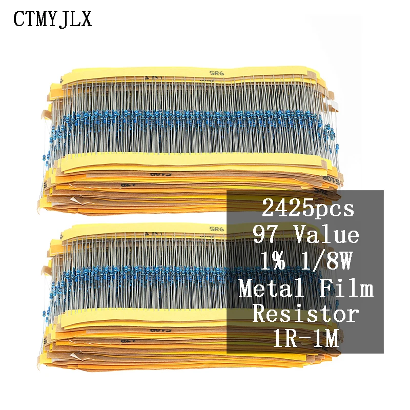 2425pcs Metal Film Resistor 1% 1/8W 0.125W Resistors Assortment DIY Kit 1R~1M Range Resistance Set
2425pcs Metal Film Resistor 1% 1/8W 0.125W Resistors Assortment DIY Kit 1R~1M Range Resistance Set
