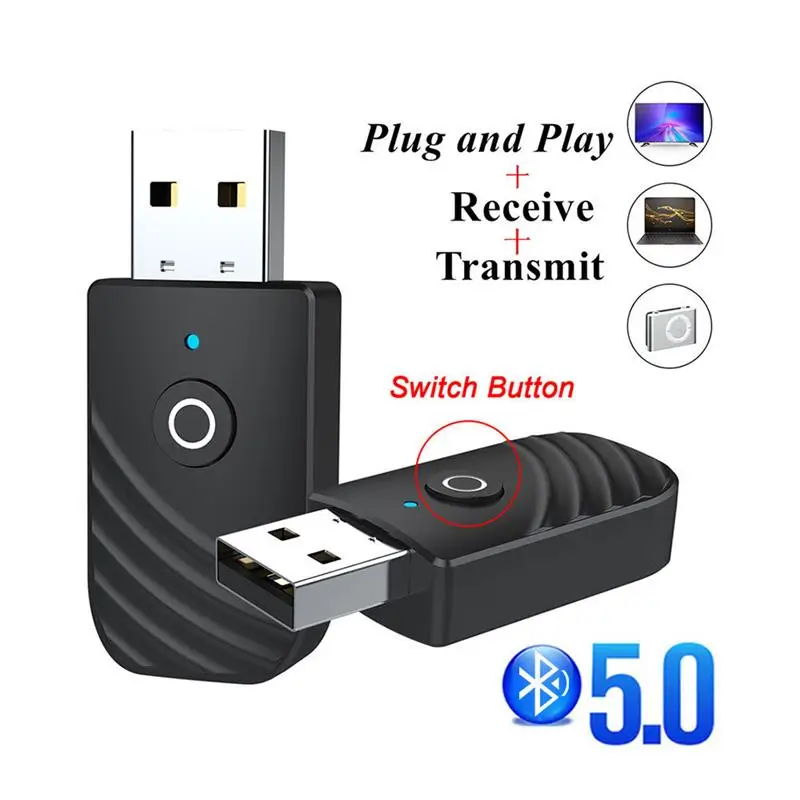 Mini USB Bluetooth 5.0 Transmitter Receiver 3 in 1 Adapter Dongle 3.5mm AUX for TV PC Headphones Home Stereo Car HIFI Audio
Mini USB Bluetooth 5.0 Transmitter Receiver 3 in 1 Adapter Dongle 3.5mm AUX for TV PC Headphones Home Stereo Car HIFI Audio