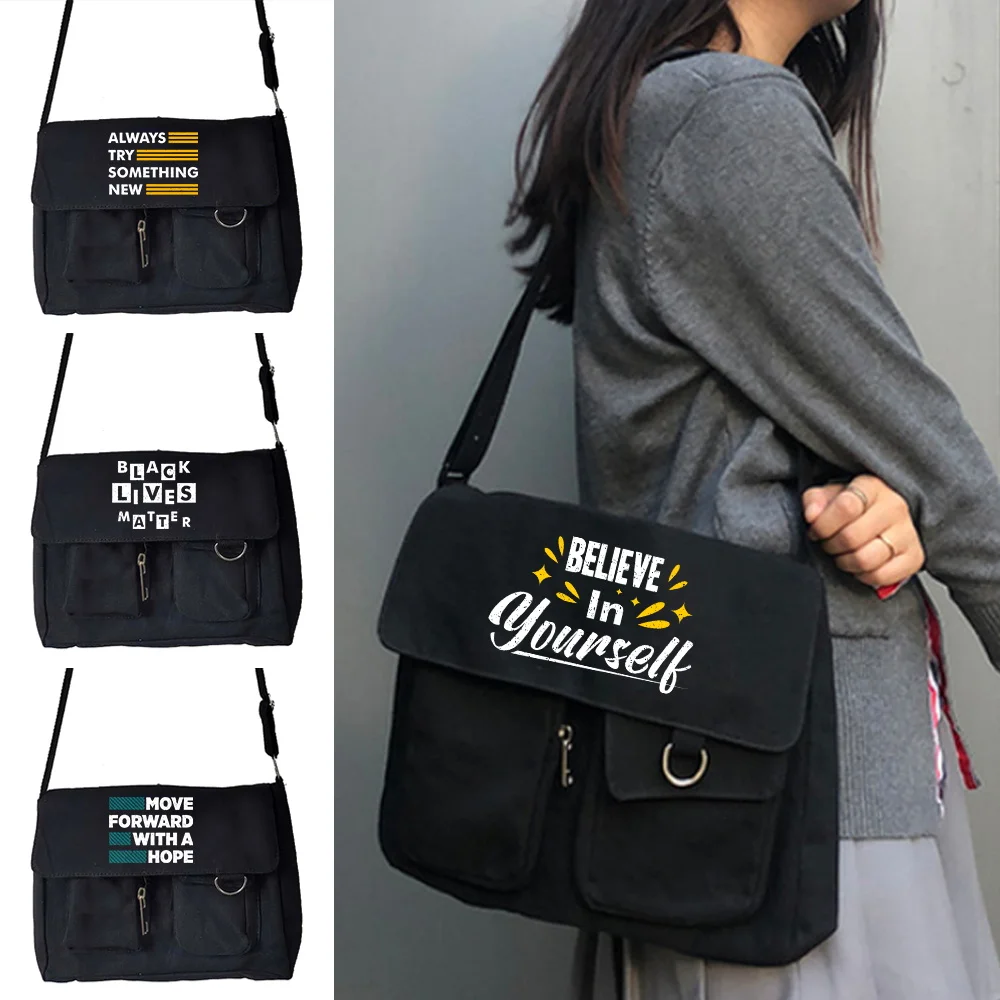 Women's Simple Crossbody Bags Cute Purse Casual Shoulder Satchel Bags Girls Phrase Printed Canvas Diagonal Cross School Bag
Women's Simple Crossbody Bags Cute Purse Casual Shoulder Satchel Bags Girls Phrase Printed Canvas Diagonal Cross School Bag