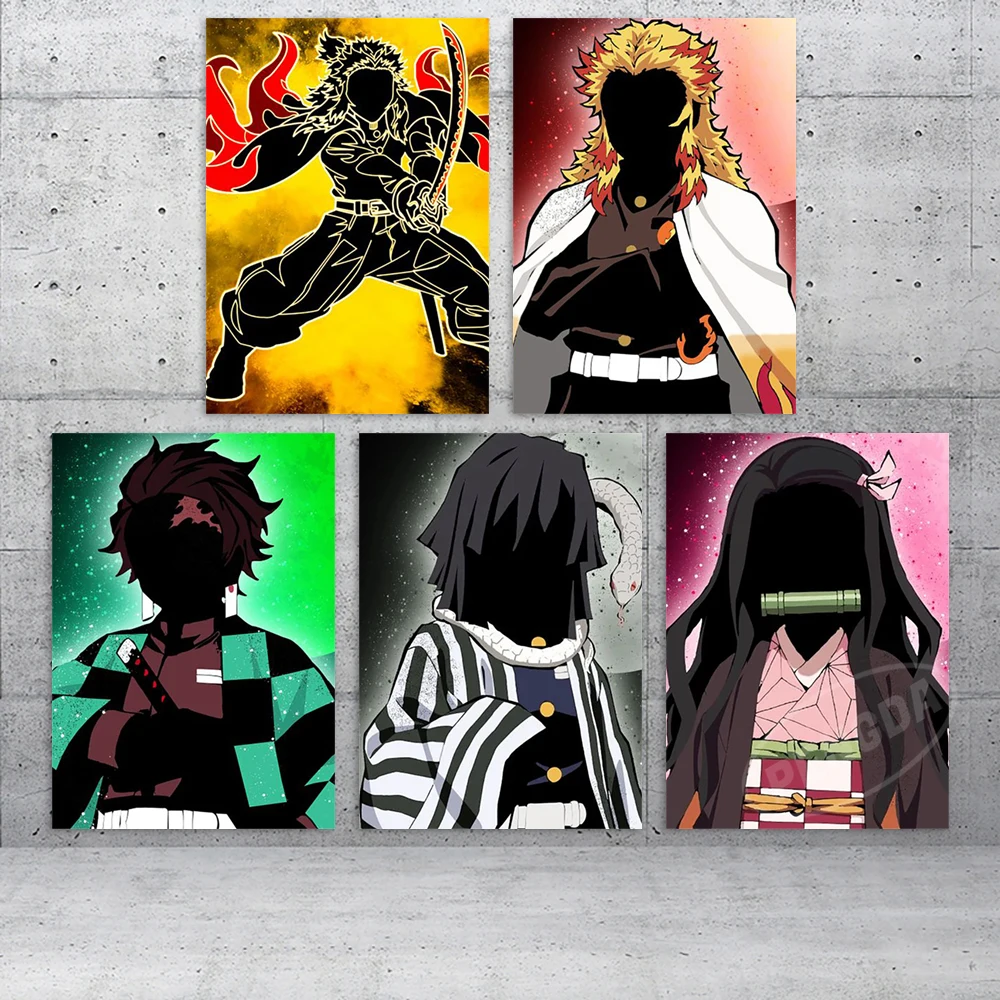 

Canvas Prints Demon Slayer Painting Kochou Shinobu Wall Art Poster Kanroji Mitsuri Home Decor Anime Pictures Living Room Modular