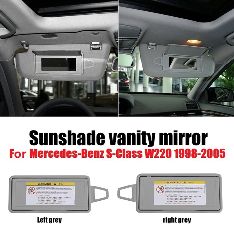 Car Sun Visor Sunroof Mirror Cover Sun Shield Makeup Mirror Cover for Mercedes-Benz S-Class W220 1998-2005 Grey 1 Pair
Car Sun Visor Sunroof Mirror Cover Sun Shield Makeup Mirror Cover for Mercedes-Benz S-Class W220 1998-2005 Grey 1 Pair