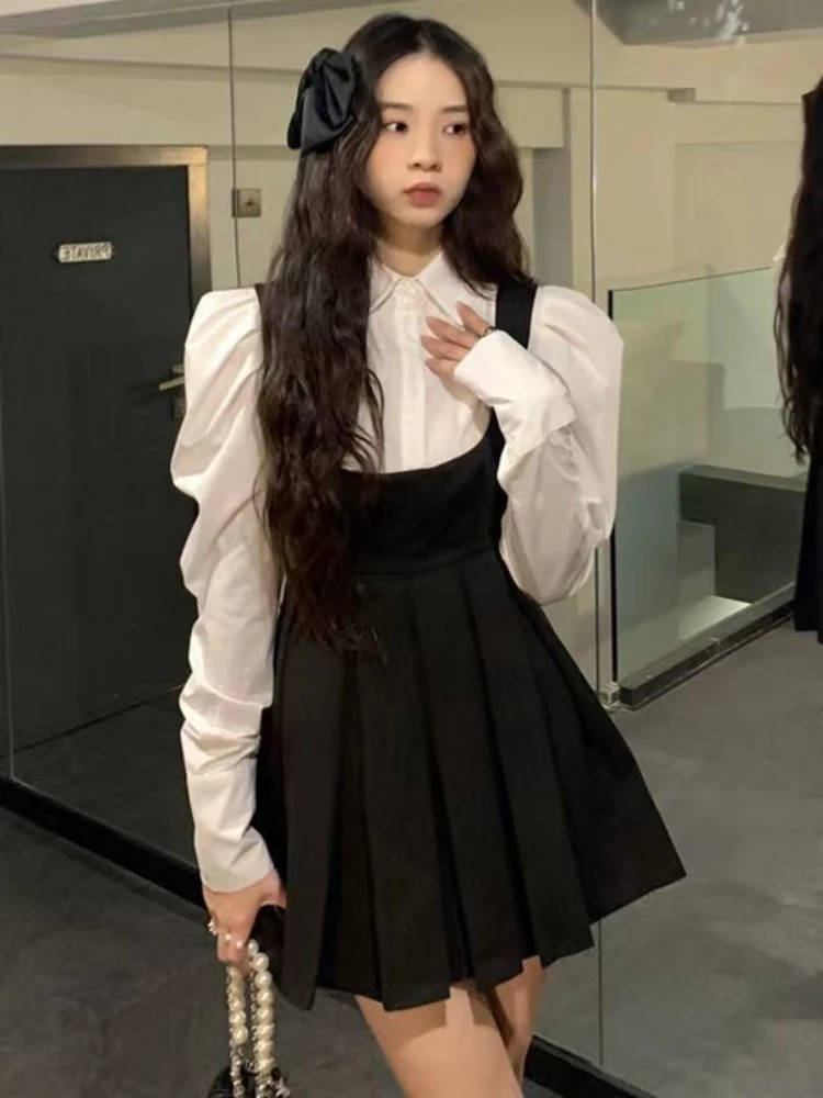 Kawaii Preppy Style Dress Sets Two Pieces Black Pleated Mini Dresses High Waist Sweet Cute School Uniform Female Outfits
Kawaii Preppy Style Dress Sets Two Pieces Black Pleated Mini Dresses High Waist Sweet Cute School Uniform Female Outfits