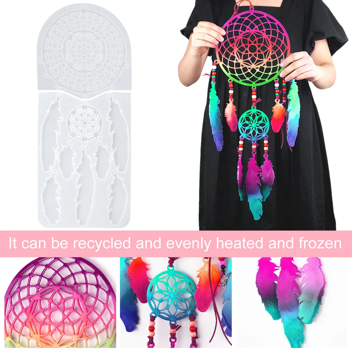 Large Silicone Dreamcatcher Mold For Epoxy Resin Split Dream Catcher Resin Mold Reusable Feather Ornament Making Mould
Large Silicone Dreamcatcher Mold For Epoxy Resin Split Dream Catcher Resin Mold Reusable Feather Ornament Making Mould