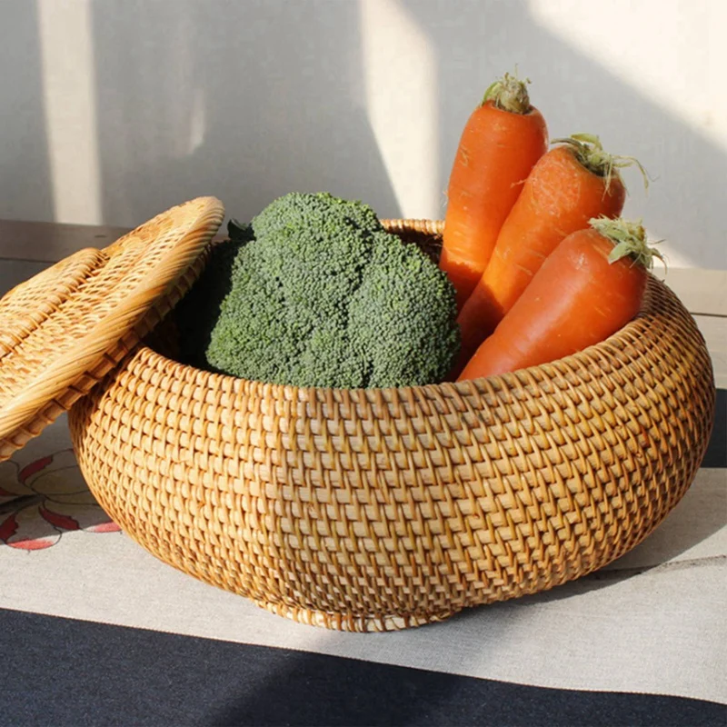 2X Round Rattan Box,Wicker Fruit Basket With Lid Bread Basket Tray Storage Basket Willow Woven Basket For Bread, Snack
2X Round Rattan Box,Wicker Fruit Basket With Lid Bread Basket Tray Storage Basket Willow Woven Basket For Bread, Snack