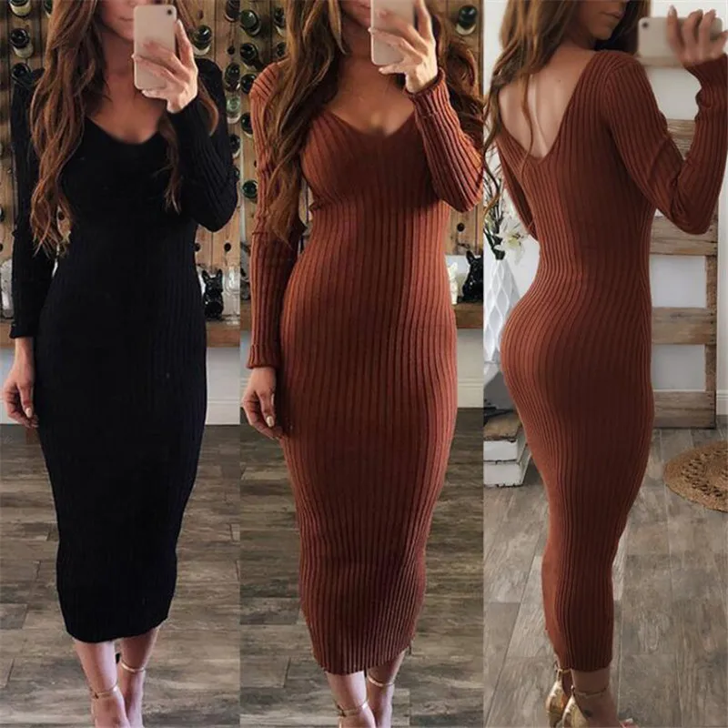 Autumn Knitted Bodycon Maxi Dress Casual Sexy V Neck Long Sleeve Women Elegant Winter Slim Fashion Long Dresses Thin Dress 2022
Autumn Knitted Bodycon Maxi Dress Casual Sexy V Neck Long Sleeve Women Elegant Winter Slim Fashion Long Dresses Thin Dress 2022