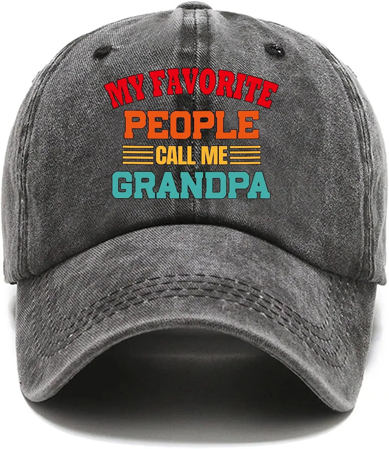 

My Favorite People Call Me Grandpa Fun Distressed Washed Baseball Cap, Vintage Adjustable Cotton Cap, Funny Retirement Gift