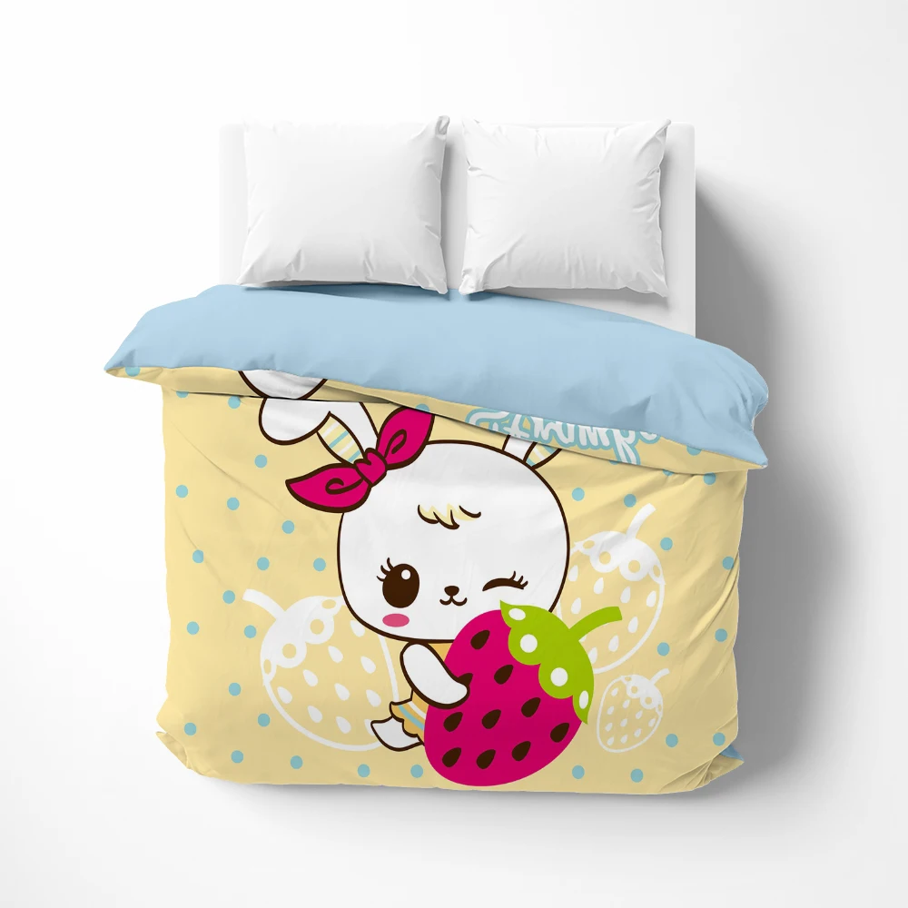 

Cartoon rabbit Linens Duvet cover Quilt/Blanket/Comfortable Case lovely Bedding 135x200 bedrooms for kids baby child strawberry