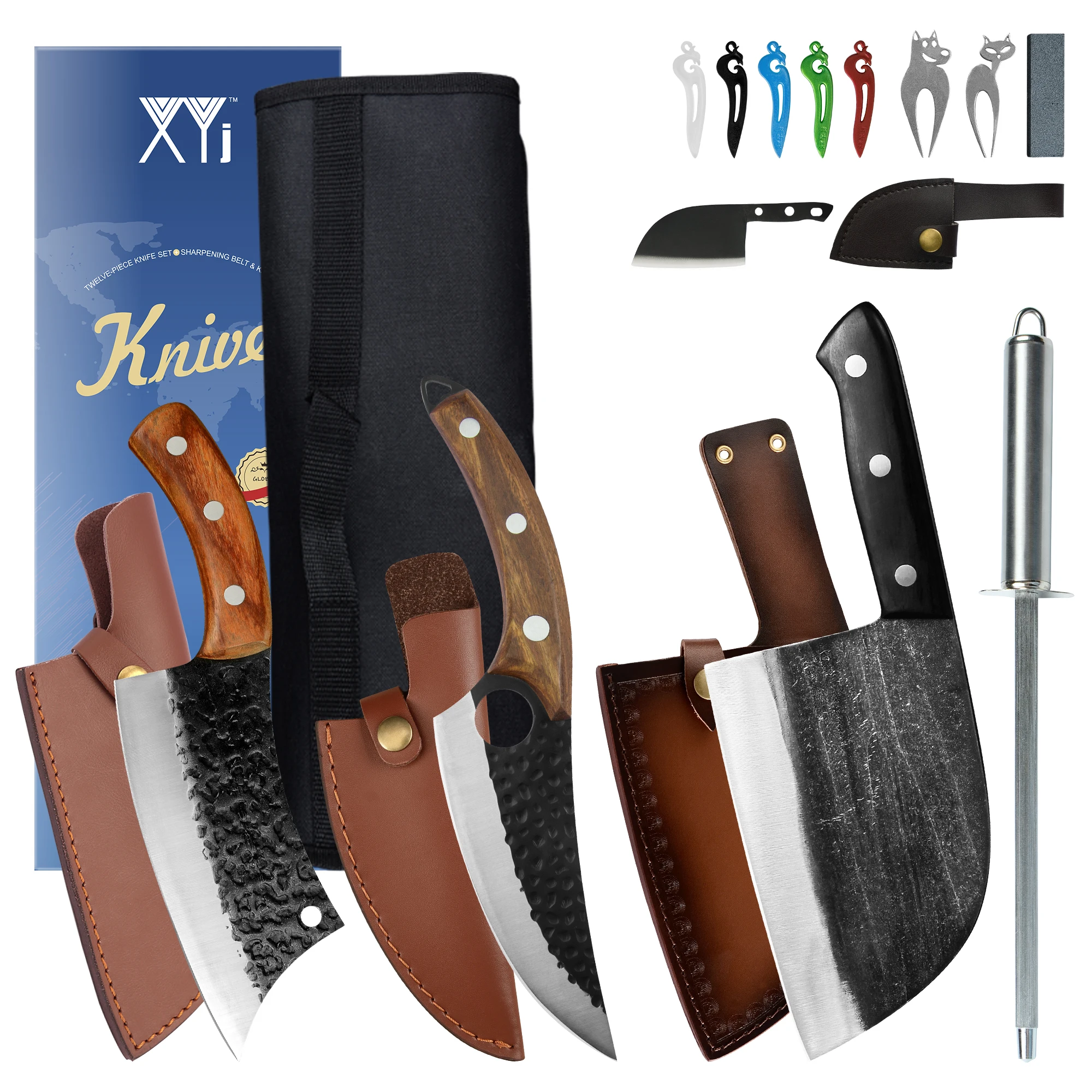 XYj Butcher Knife Set With Sheath Cover Stainless Steel Cleaver Cutting Knives Tool 7 Inch 6 Inch Tactical Knife Boning Knives
XYj Butcher Knife Set With Sheath Cover Stainless Steel Cleaver Cutting Knives Tool 7 Inch 6 Inch Tactical Knife Boning Knives
