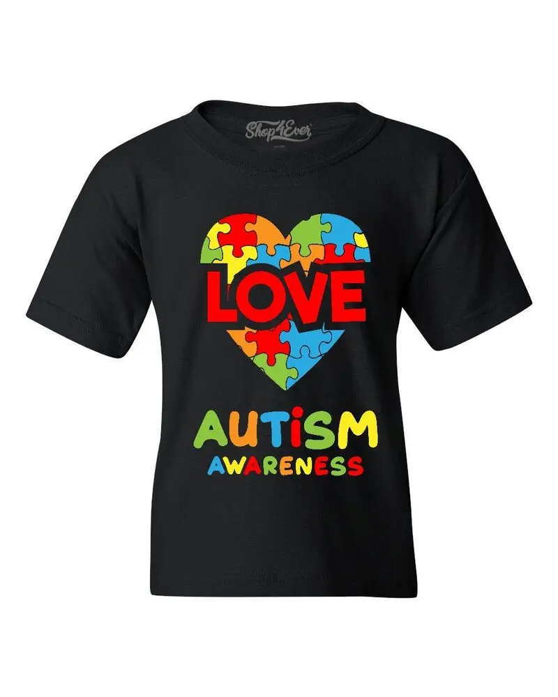 Молодежная футболка Love Puzzle Heart Autism Awareness рубашки с аниме-графикой для мужчин