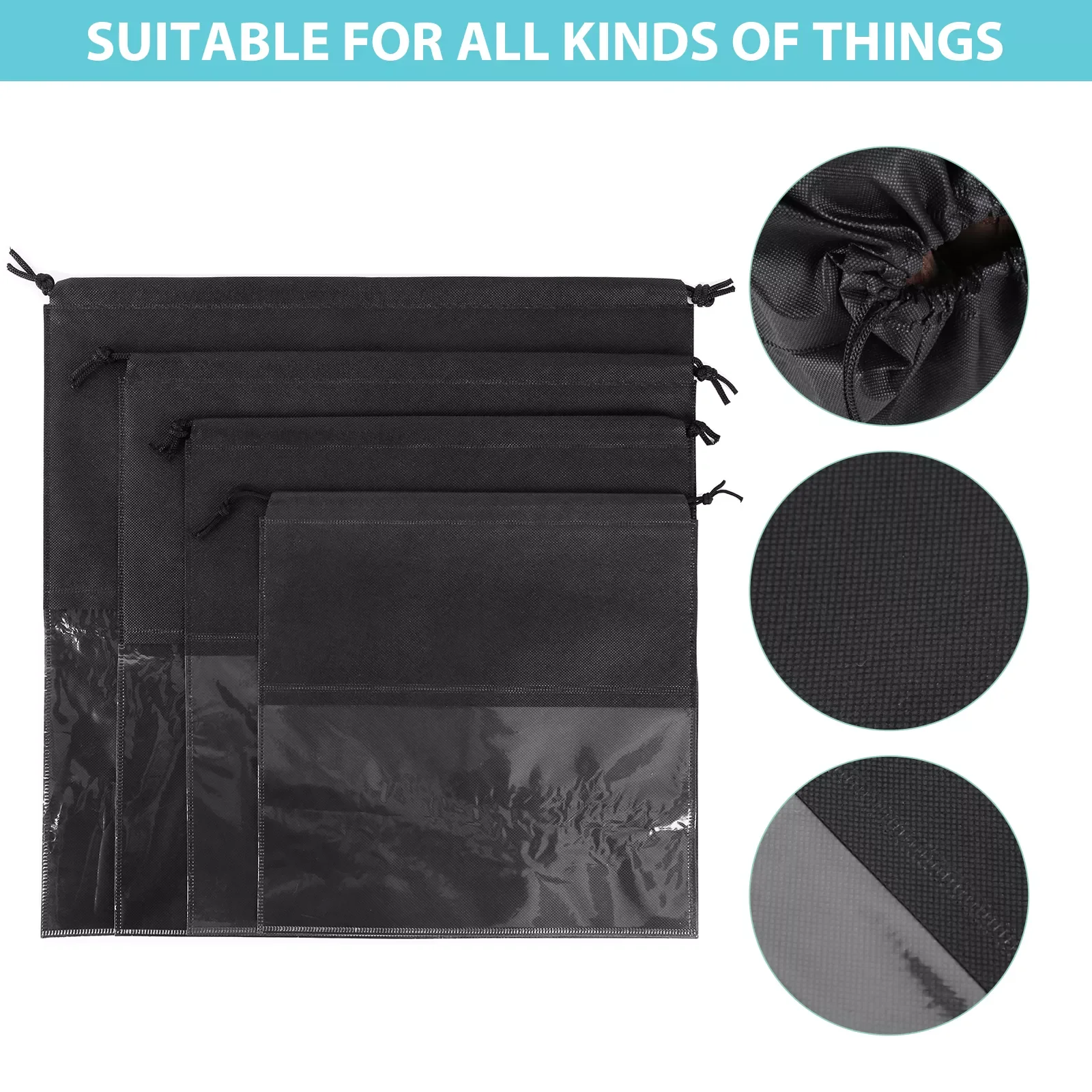 Sizes 8 Pack Dust Cover Bags for Handbags Clear Storage Organizer w/ Drawstring Purse Protector for Closet Non-Woven Fabric
Sizes 8 Pack Dust Cover Bags for Handbags Clear Storage Organizer w/ Drawstring Purse Protector for Closet Non-Woven Fabric