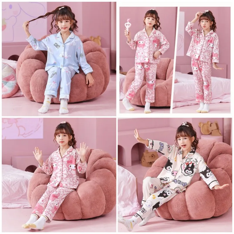 Sanrio Anime Kuromi Kids Pajamas Cute Kawaii Cinnamoroll Sleepwear Girl Child Clothing Cartoon My Melody Home Clothes 2Pcs-Set
Sanrio Anime Kuromi Kids Pajamas Cute Kawaii Cinnamoroll Sleepwear Girl Child Clothing Cartoon My Melody Home Clothes 2Pcs-Set