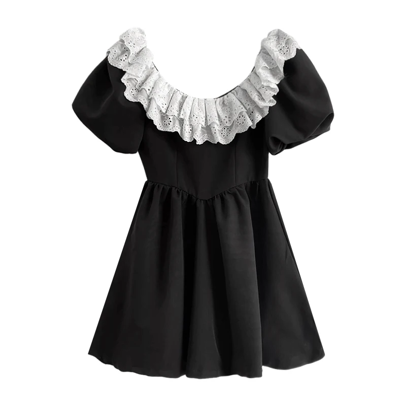 French girly sexy one-shoulder lace hollowed-out small waist slim puff sleeve dress
French girly sexy one-shoulder lace hollowed-out small waist slim puff sleeve dress