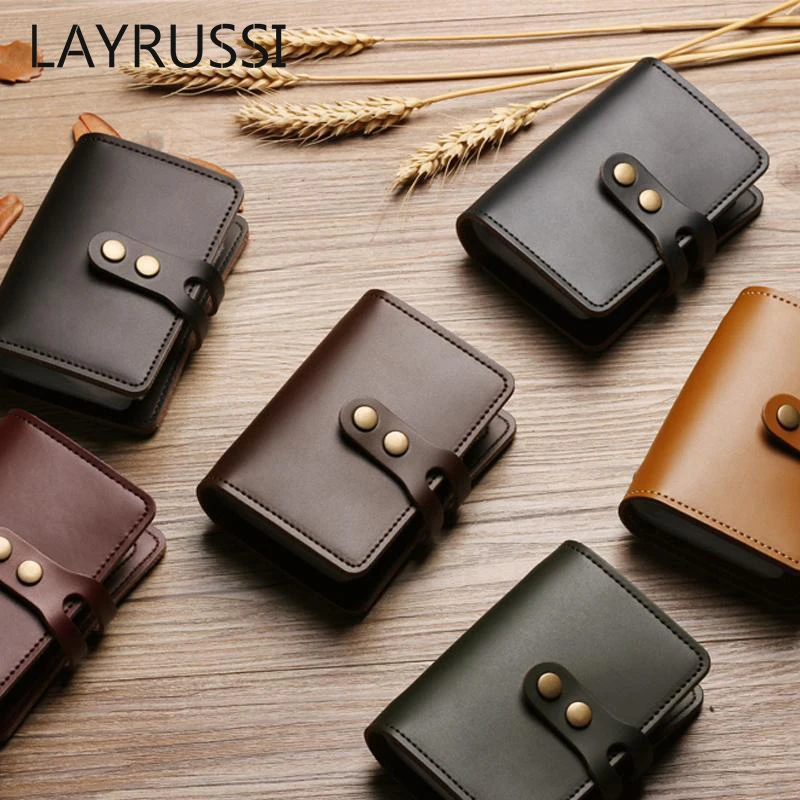 

LAYRUSSI Retro Card Holder Man Multi-functional Leather Card Folder Business Card Wallet Credit Card Case Driver's License Pack
