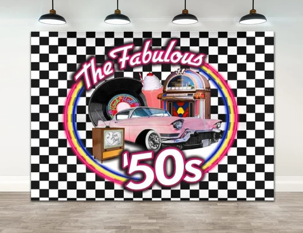 Retro 50s The Fabulous Disco Black and White Checkerboard Backdrops Car Rock And Roll Music Party Photography Banner Backgrounds
Retro 50s The Fabulous Disco Black and White Checkerboard Backdrops Car Rock And Roll Music Party Photography Banner Backgrounds