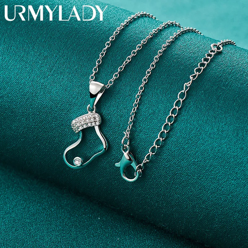 URMYLADY 925 Sterling Silver Shoe AAA Zircon Pendant 16-30 Inch Necklace Chain For Women Girl Wedding Engagement Gift Jewelry
URMYLADY 925 Sterling Silver Shoe AAA Zircon Pendant 16-30 Inch Necklace Chain For Women Girl Wedding Engagement Gift Jewelry