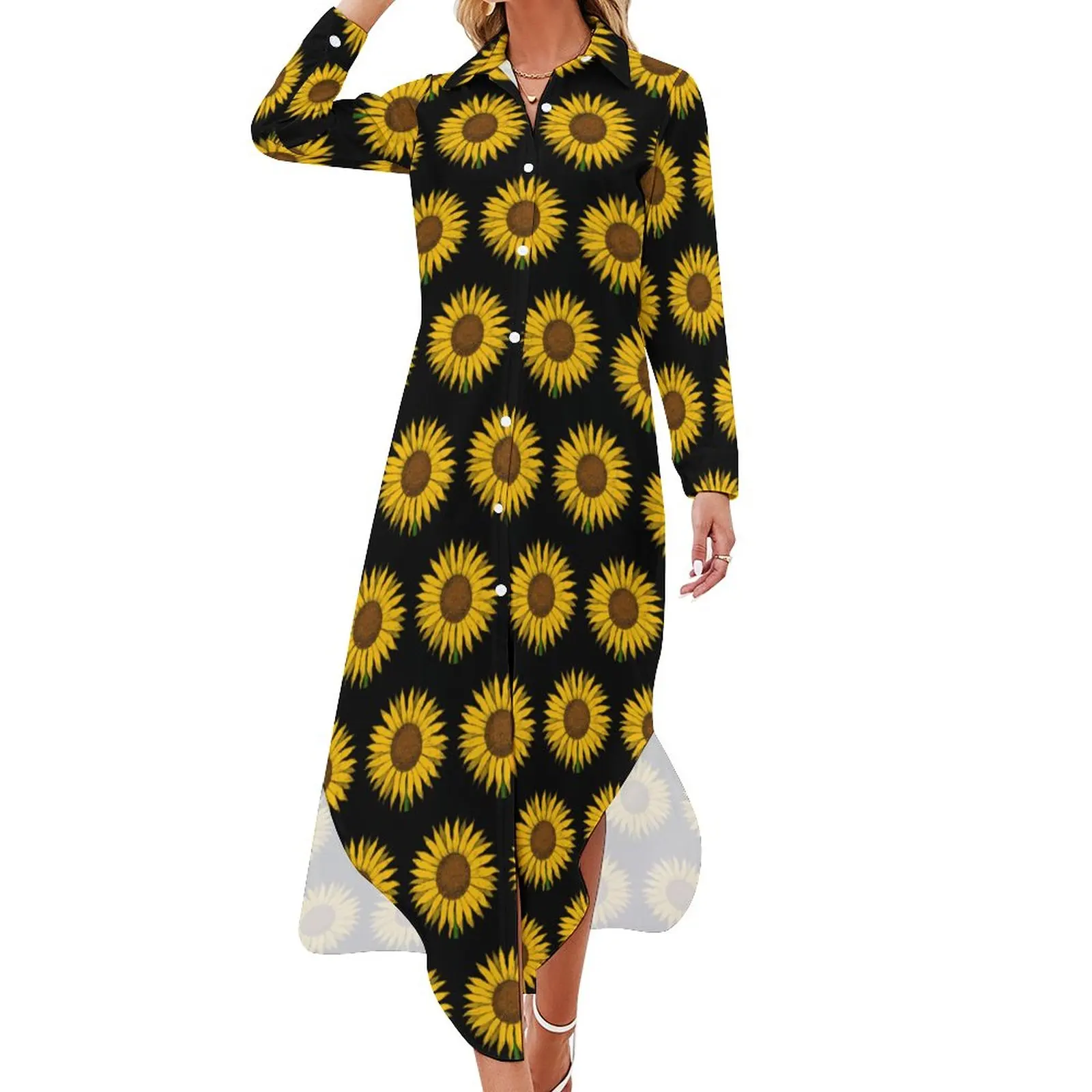 Yellow Flower Chiffon Dress Sexy V Neck Sunflower Print Elegant Dresses Female Stylish Casual Dress Birthday Present
Yellow Flower Chiffon Dress Sexy V Neck Sunflower Print Elegant Dresses Female Stylish Casual Dress Birthday Present