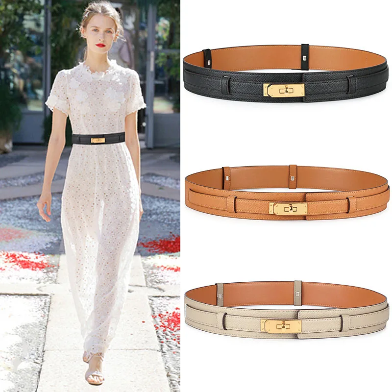 2022 New Luxury Brand High Quality Women Real Leather 4cm Width Belts Golden Lock Buckle Dress Jeans Sweater Waistband Belt
2022 New Luxury Brand High Quality Women Real Leather 4cm Width Belts Golden Lock Buckle Dress Jeans Sweater Waistband Belt