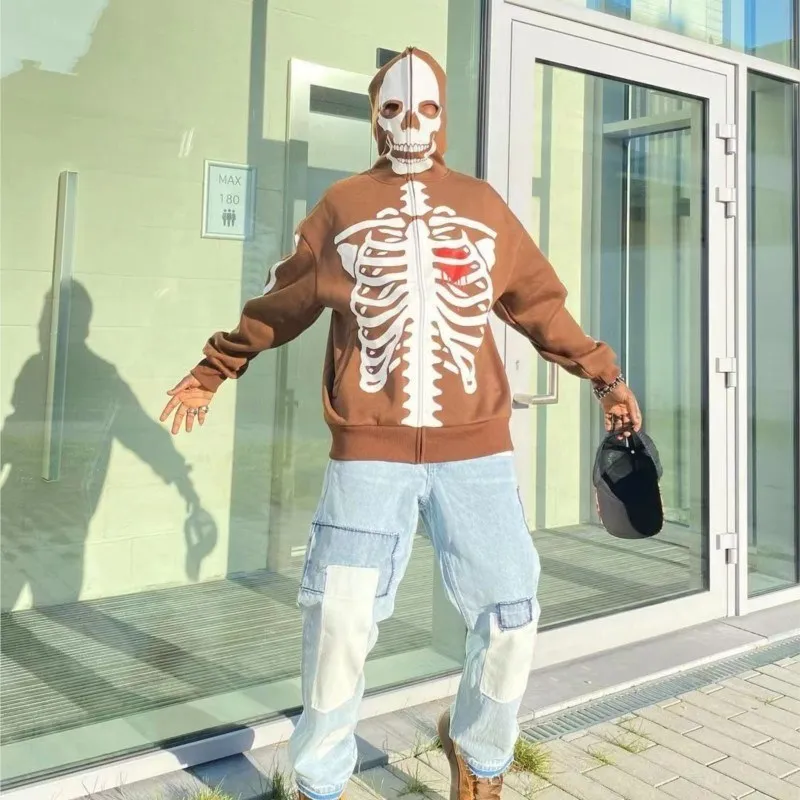 Hip Hop Joggers Sweatshirt Korean Fashion Punk Sport Coat Pullover Gothic Skull Skeleton Long Sleeve Zip Hoodie Y2k jacket men
Hip Hop Joggers Sweatshirt Korean Fashion Punk Sport Coat Pullover Gothic Skull Skeleton Long Sleeve Zip Hoodie Y2k jacket men