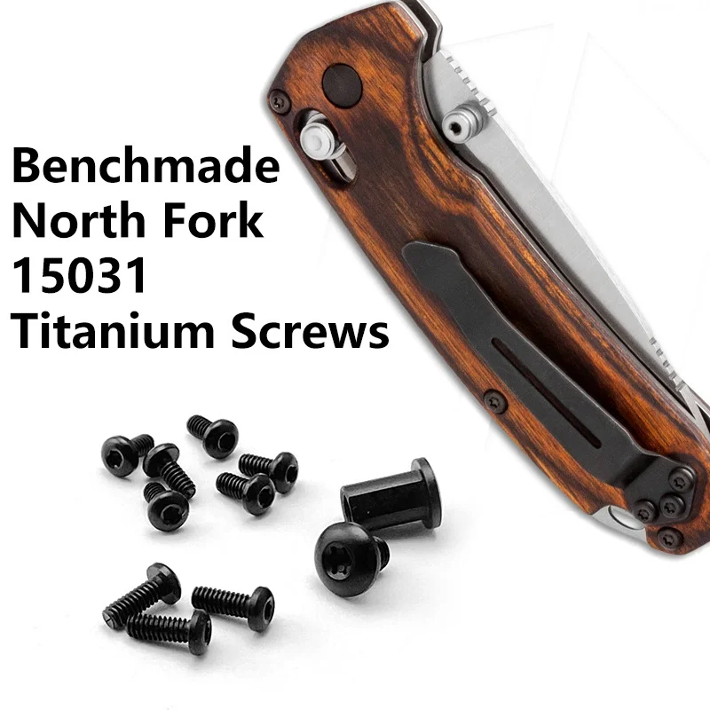 Full Set of CNC Custom Titanium T6 Torx Screws & Pivot Set for Benchmade North Fork 15031 Folding Knife Handle Back Clip Spindle 
Full Set of CNC Custom Titanium T6 Torx Screws & Pivot Set for Benchmade North Fork 15031 Folding Knife Handle Back Clip Spindle