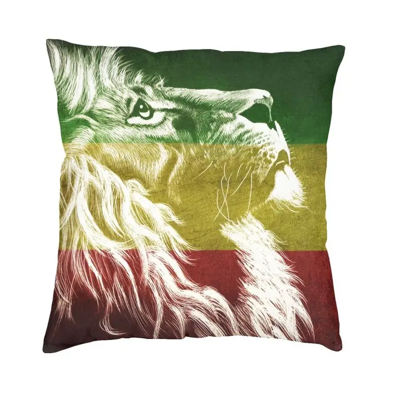 

King Of Judah Rastafarian Rasta Lion Pillow Cover Home Decor Jamaica Flag Jamaican Proud Cushion Cover Throw Pillow for Sofa