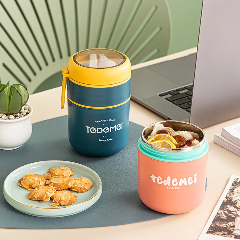 530/710ML Lunch box Stainless Steel Drinking Cup With Spoon Food Thermal Jar Insulated Soup Thermos Containers
530/710ML Lunch box Stainless Steel Drinking Cup With Spoon Food Thermal Jar Insulated Soup Thermos Containers