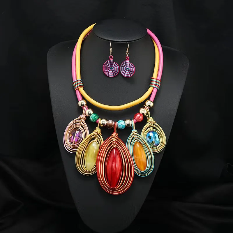 Jewelry Set for Women Fashion Personality Ethnic Handmade Crystal Glass Resin Necklace Earrings Festival Stage Accessories Gift
Jewelry Set for Women Fashion Personality Ethnic Handmade Crystal Glass Resin Necklace Earrings Festival Stage Accessories Gift