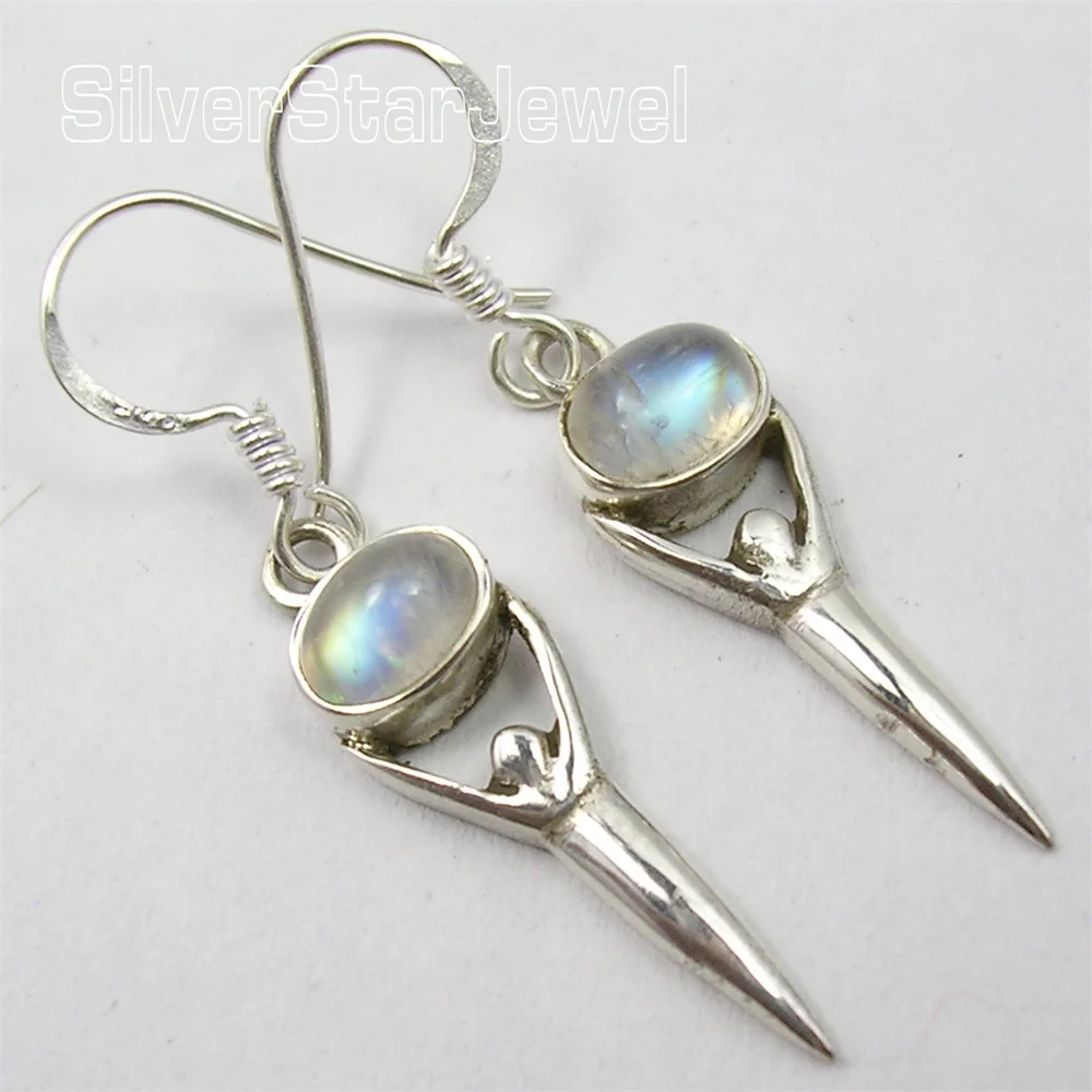 

Many Color Classic Semi-precious Stone Dangle Earrings 1.5"