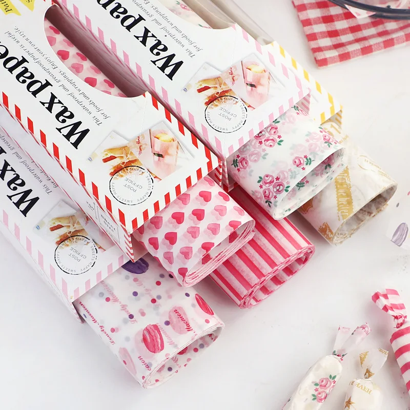 

50Pcs Wax Paper Food Grade Grease Paper Food Wrappers Wrapping Paper Bread Candy Cake Burger Fries Oilpaper Baking Paper Tools