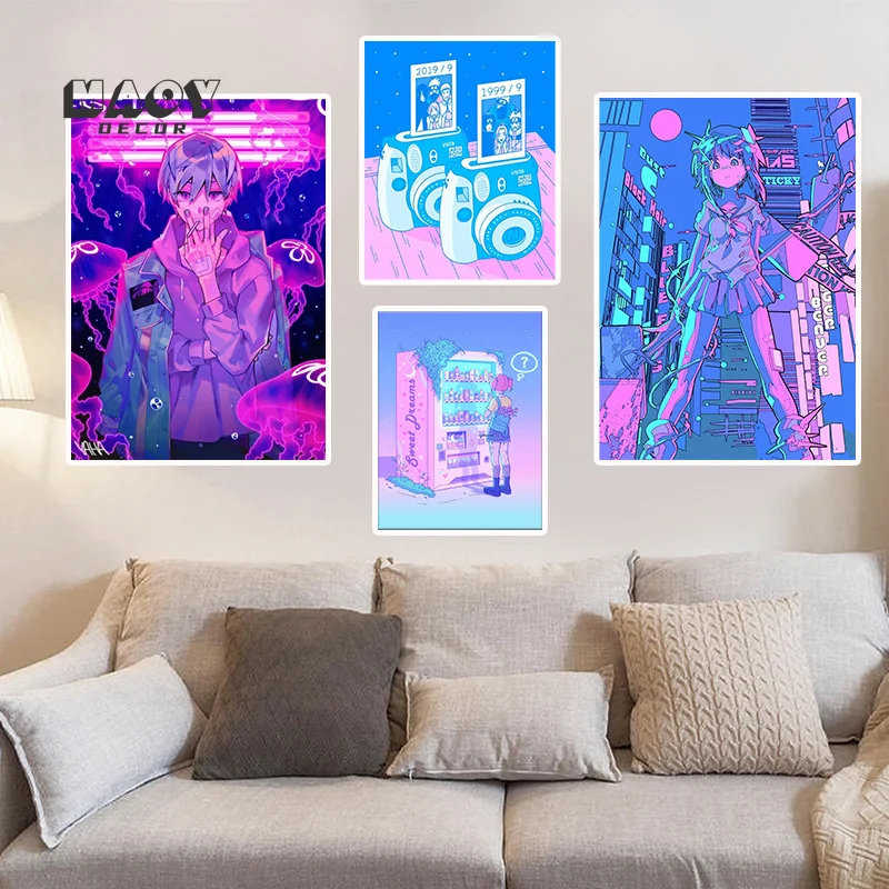 80s Vaporwave Style Frame Poster Game Handle Anime Neon Canvas Painting Blue Girl Art Prints Wall Pictures for Your Home Decor
80s Vaporwave Style Frame Poster Game Handle Anime Neon Canvas Painting Blue Girl Art Prints Wall Pictures for Your Home Decor