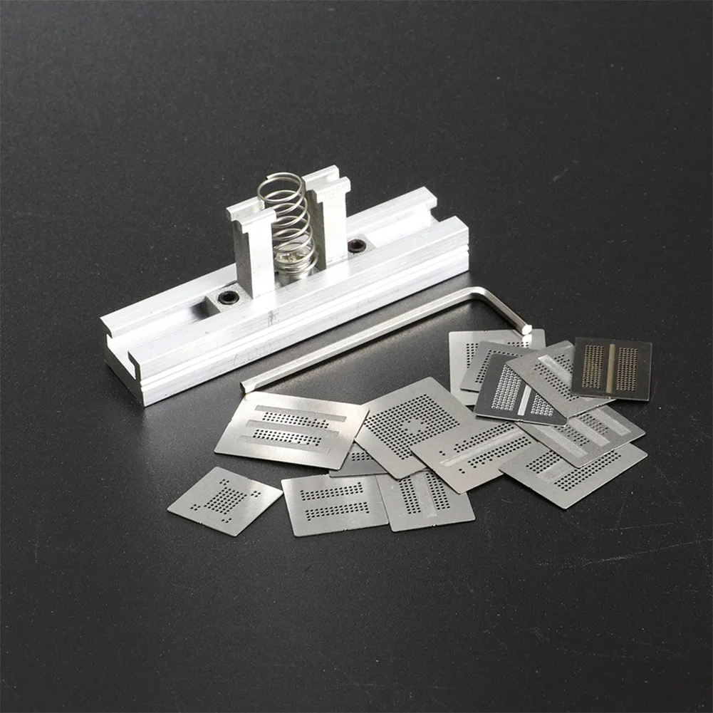16pcs BGA Directly Heat Rework Reballing Universal Stencil + Reballing Station Kit For DDR1 DDR2 DDR2-2 DDR2-3 DDR3-2 DDR3-3
16pcs BGA Directly Heat Rework Reballing Universal Stencil + Reballing Station Kit For DDR1 DDR2 DDR2-2 DDR2-3 DDR3-2 DDR3-3