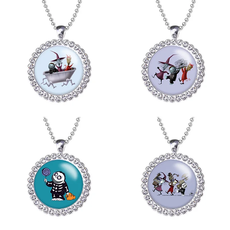 Подвеска «Кошмар перед Рождеством», стеклянная подвеска с черепом Джека и Хэллоуина, 25 мм, из кабошона, P1600 
Подвеска «Кошмар перед Рождеством», стеклянная подвеска с черепом Джека и Хэллоуина, 25 мм, из кабошона, P1600