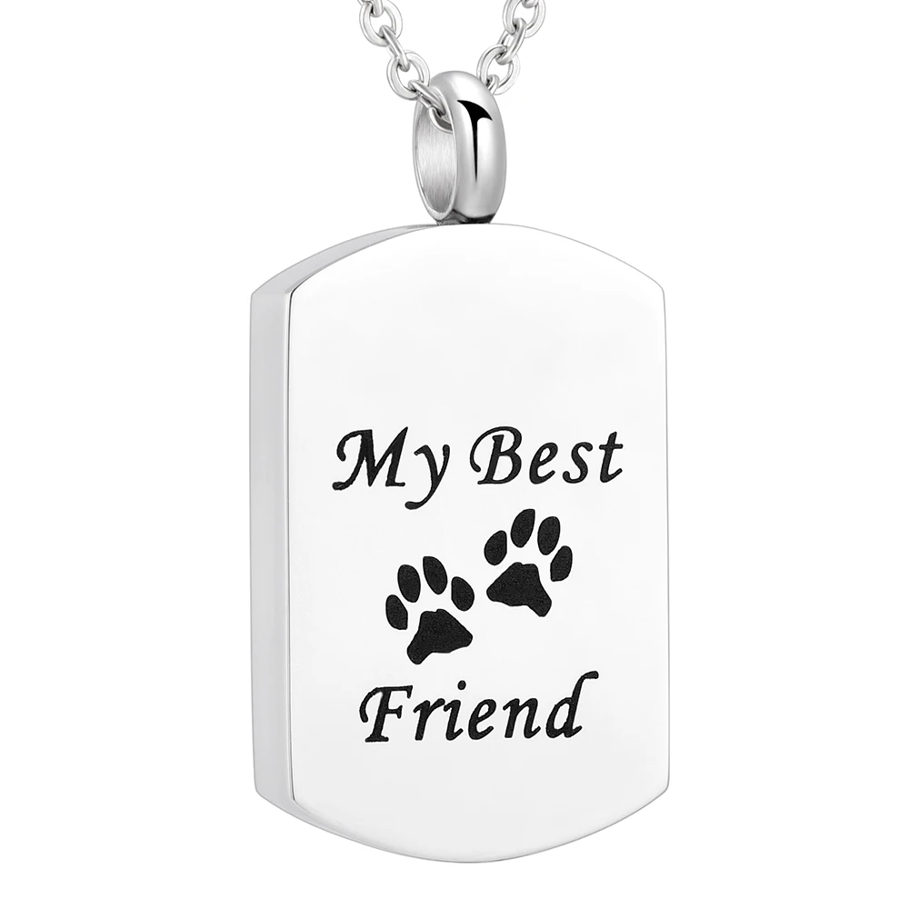 

5pcs Stainless Steel Dog Tag Memorial Ashes Urn Necklace Funeral Cremains Holder Keepsake Pendant ' My Best Friend ' and Paw Eng