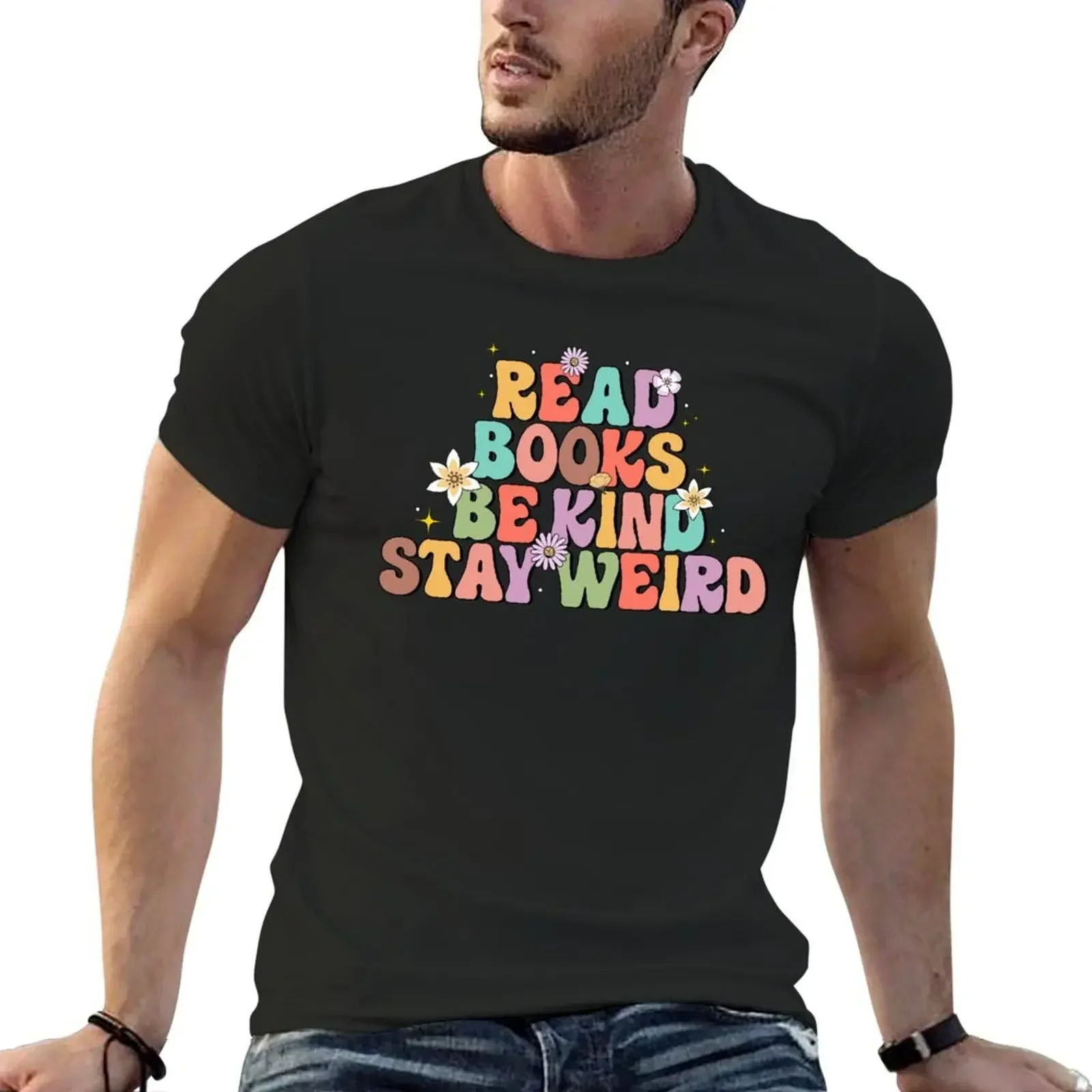 Футболка Read Books Be Kind Stay Weird толстовка винтажные заготовки мужские футболки