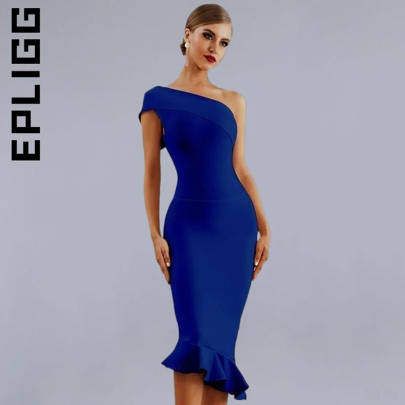 Epligg Dress Fashion One Shoulder Bandage Dress Sleeveless Ruffles Party Dresses Vintage Vestidos Dress Woman Female
Epligg Dress Fashion One Shoulder Bandage Dress Sleeveless Ruffles Party Dresses Vintage Vestidos Dress Woman Female