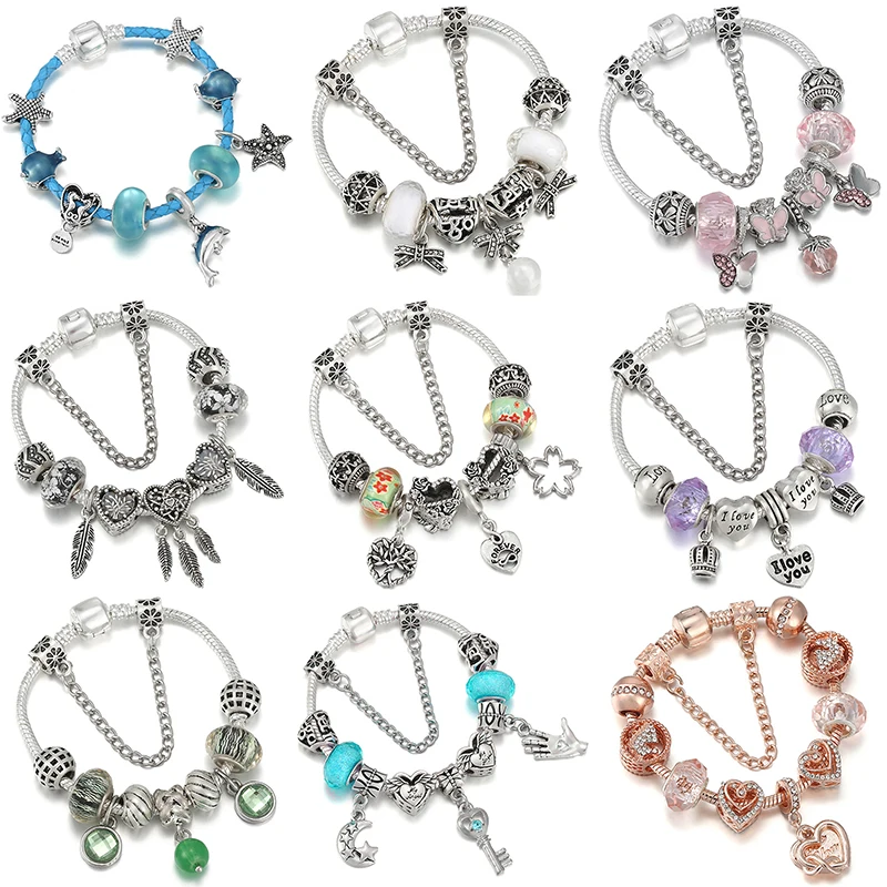 Pendants Charms Pandola Bracelet Beads Jewelry Sets Women Heart Letter Butterflies Crown Dolphin Moon Star Hand Rose Gold Plated
Pendants Charms Pandola Bracelet Beads Jewelry Sets Women Heart Letter Butterflies Crown Dolphin Moon Star Hand Rose Gold Plated