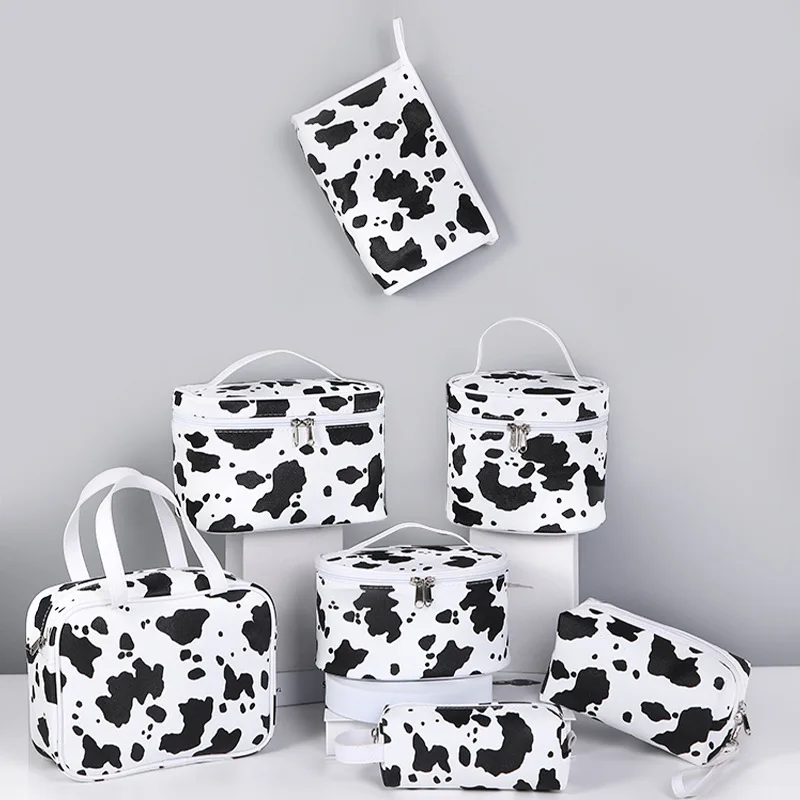 Portable Cosmetic Bag Cow Pattern Handbag Travel Cosmetic Storage Bag Pu Waterproof Wash Bag Makeup Bag
Portable Cosmetic Bag Cow Pattern Handbag Travel Cosmetic Storage Bag Pu Waterproof Wash Bag Makeup Bag