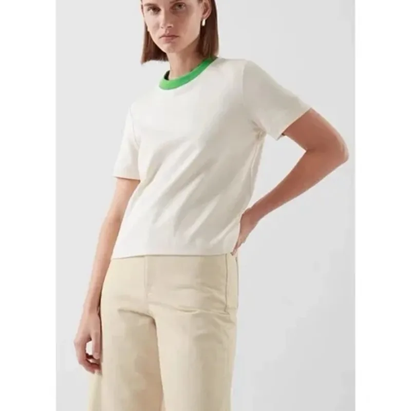 Футболка женская с круглым вырезом, топ контрастных цветов с коротким рукавом, распродажа, весна-лето 
Футболка женская с круглым вырезом, топ контрастных цветов с коротким рукавом, распродажа, весна-лето