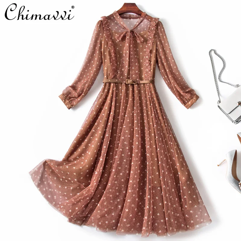 High-end Fashion Mesh Printed Dress for Women 2022 Spring Clothes New High Waist Slimming Temperament Midi Dresses Feminine
High-end Fashion Mesh Printed Dress for Women 2022 Spring Clothes New High Waist Slimming Temperament Midi Dresses Feminine